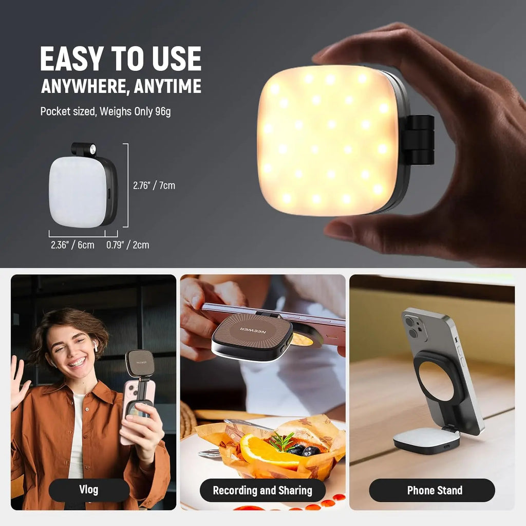 Mini Magnetic LED Light - Multi-Purpose Phone Light for Content Creation, Vlog, Daily Snapshot