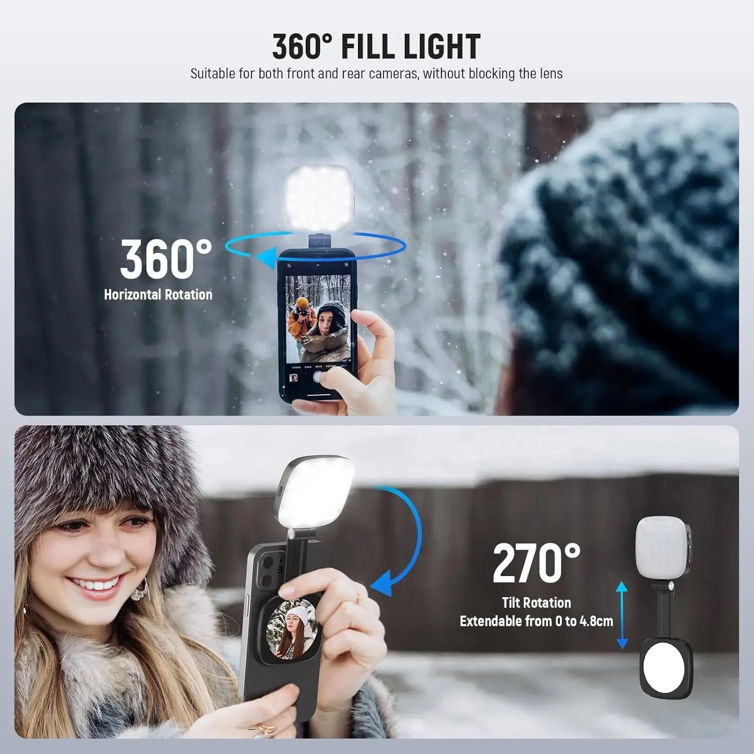 Mini Magnetic LED Light - Multi-Purpose Phone Light for Content Creation, Vlog, Daily Snapshot